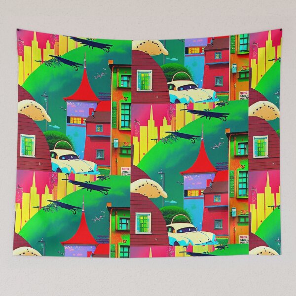 Item preview, Colorful landscape surrealism abstract popart city designed and sold by Neo-Expression.
