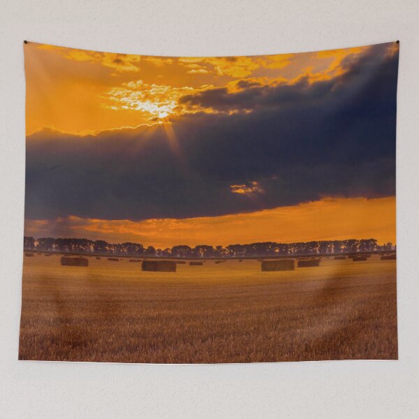 Item preview, sunset over the stubble designed and sold by HausmannArt.