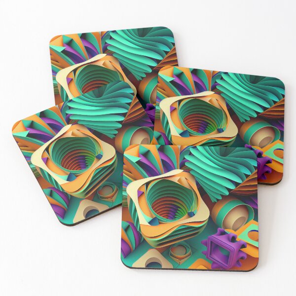 Item preview, Three Dimensional Colorful Maximalist Pattern Digital Painting designed and sold by CodeAndColors.
