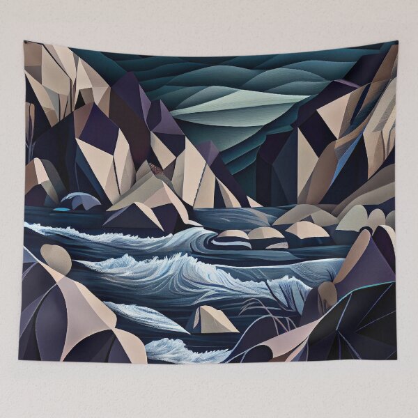 Item preview, Brilliant Dramatic Modern Coastal Pattern Digital Painting designed and sold by CodeAndColors.