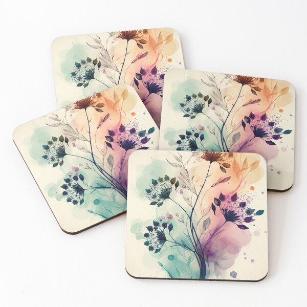 Item preview, "Ariella" - Watercolor Flowers Abstract Painting Pattern in Blue, Yellow, Green, Pink, Orange, Purple, Navy designed and sold by HiArtify ❤️.