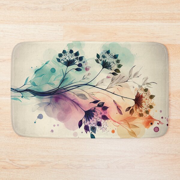 Item preview, "Ariella" - Watercolor Flowers Abstract Painting Pattern in Blue, Yellow, Green, Pink, Orange, Purple, Navy designed and sold by HiArtify ❤️.