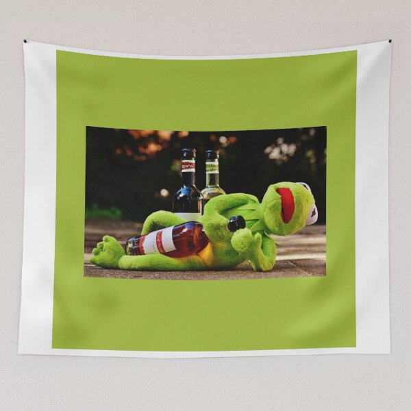 Item preview, kermit the frog drinking on ground designed and sold by Vkhandekar.