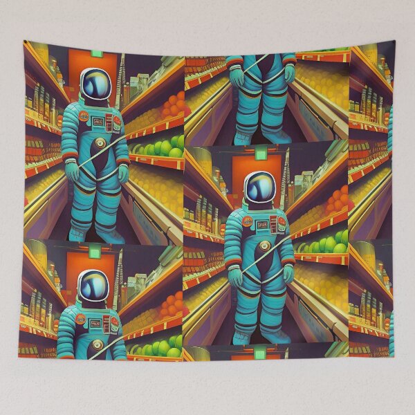 Item preview, Astronaut in grocery store. Astronaut shopping for groceries designed and sold by Neo-Expression.