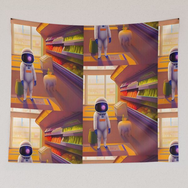 Item preview, Astronaut in grocery store. Astronaut shopping for groceries designed and sold by Neo-Expression.