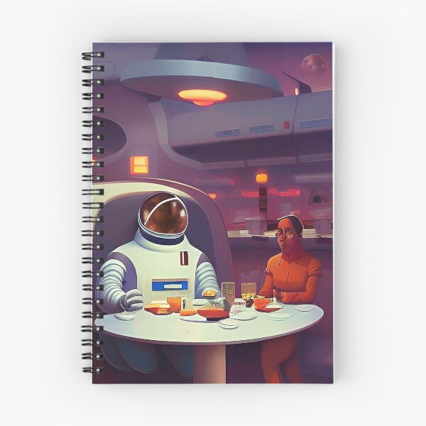 Item preview, Astronaut dining in space restaurant. Vintage style designed and sold by Neo-Expression.