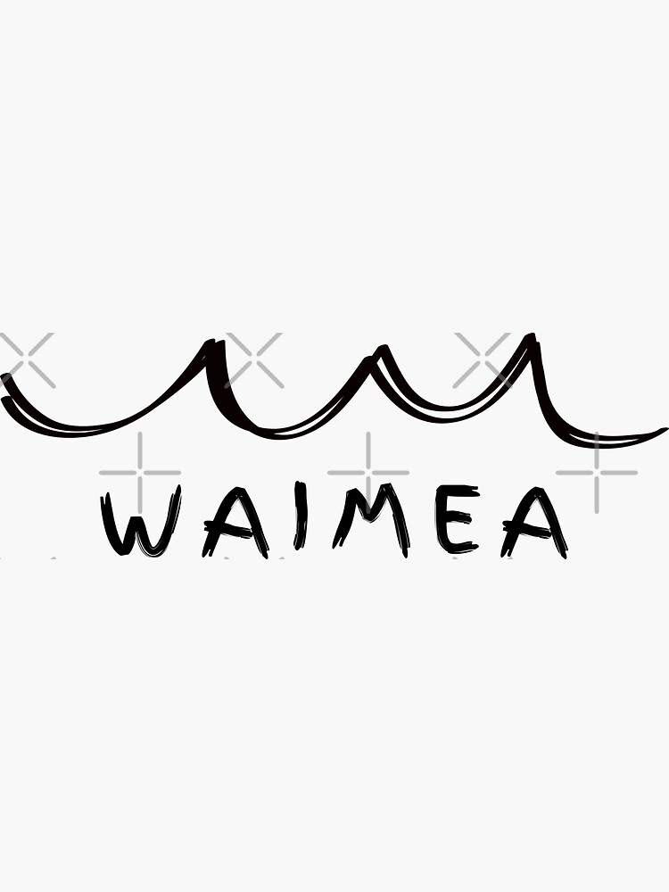 "Waimea Hawaii USA, Minimal, Waves, Handwritten" Sticker for Sale by