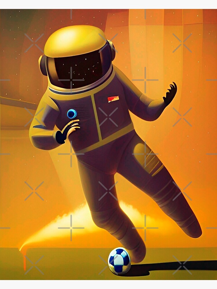 "Astronaut playing soccer in space. Vintage style." Sticker for Sale by
