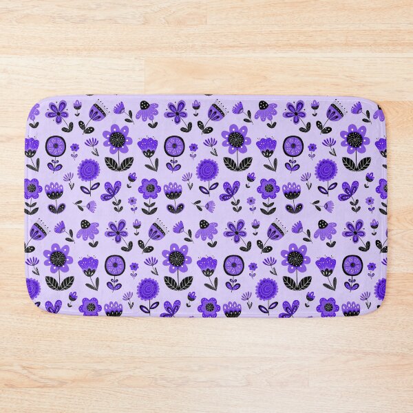 Item preview, Nordic flower black and purple pattern designed and sold by LaBelleMaison.