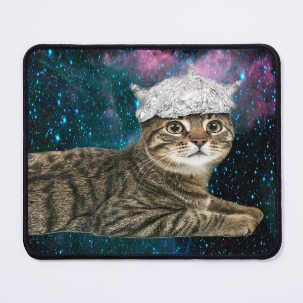 Item preview, Tin Foil Hat Cat in Space Conspiracy Theory Funny Kitty designed and sold by funnytshirtemp.