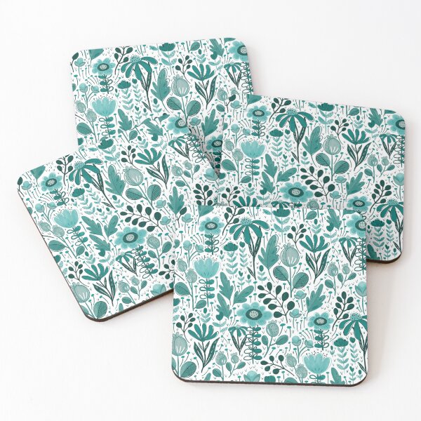 Item preview, Boho Teal floral White background designed and sold by Lady Bruniere.