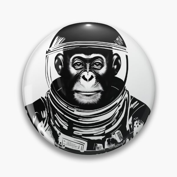 Artikelvorschau, B&W-Weltraum-Schimpansen-Illustration, gedruckte Wahrheitsgeschenkidee! entworfen und verkauft von printedtruth.