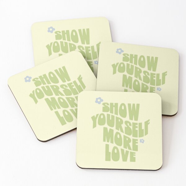Item preview, show yourself more love yellow green typography 80s  motivational illustration designed and sold by Anavrisss.