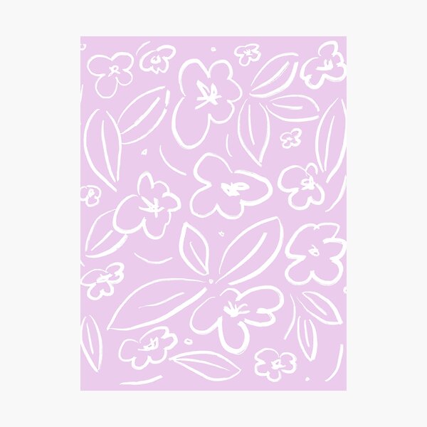 Item preview, Sketch of Flowers in Lila Purple and White - Modern Boho Art designed and sold by BohomadicStudio.