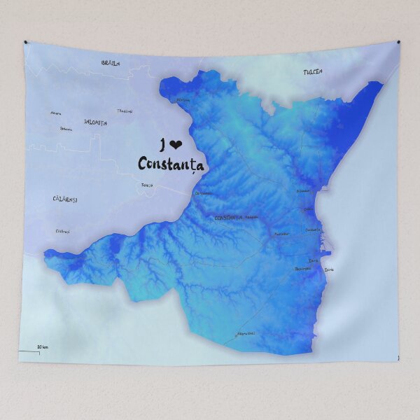 Item preview, Constanța County Map, România designed and sold by maptheclouds.