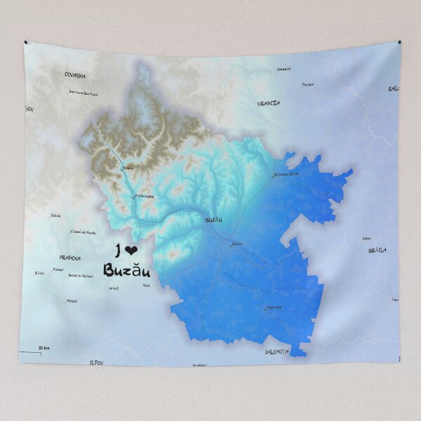 Item preview, Buzău County Map, România designed and sold by maptheclouds.