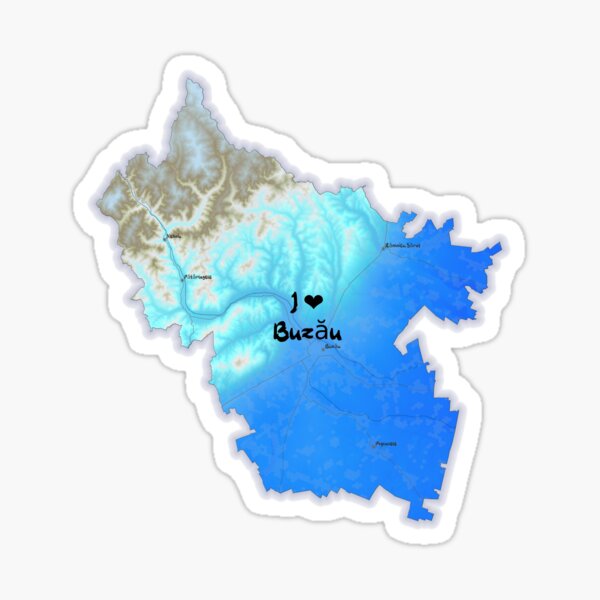 Buzău County Map, România 2 Sticker