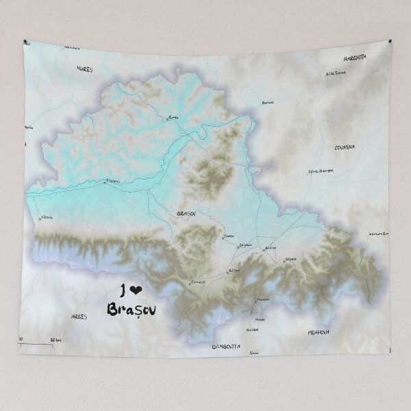Item preview, Brașov County Map, România designed and sold by maptheclouds.