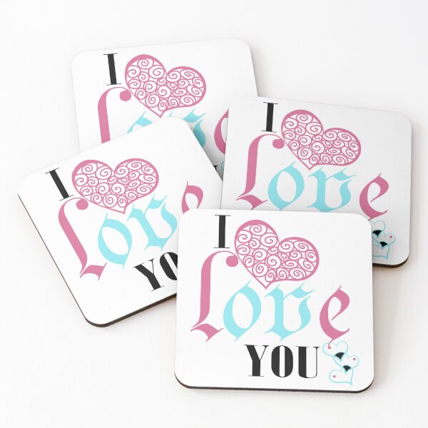 Item preview, Handlettered I love you sign in pink and light blue designed and sold by Missing In Art.