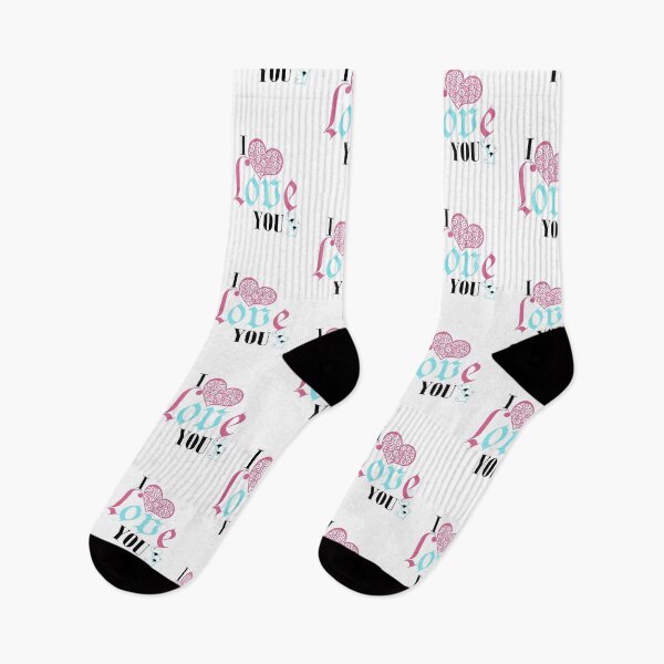 Item preview, Handlettered I love you sign in pink and light blue designed and sold by Missing In Art.