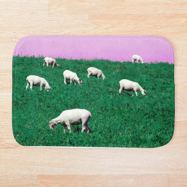 Item preview, Ovejas surrealistas pastando bajo un cielo rosa designed and sold by AbstractAcid.