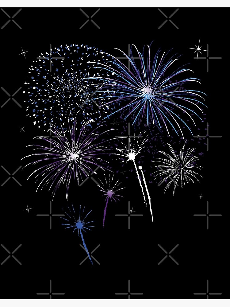 Nouvel An noir et argenté avec feux d'artifice et peinture de confettis ·  Creative Fabrica