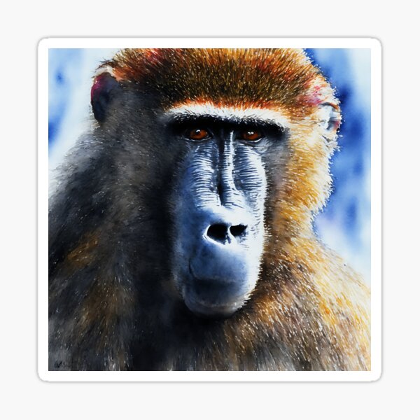 Item preview, Baboon highly detailed watercolor painting designed and sold by DrawItOnce.