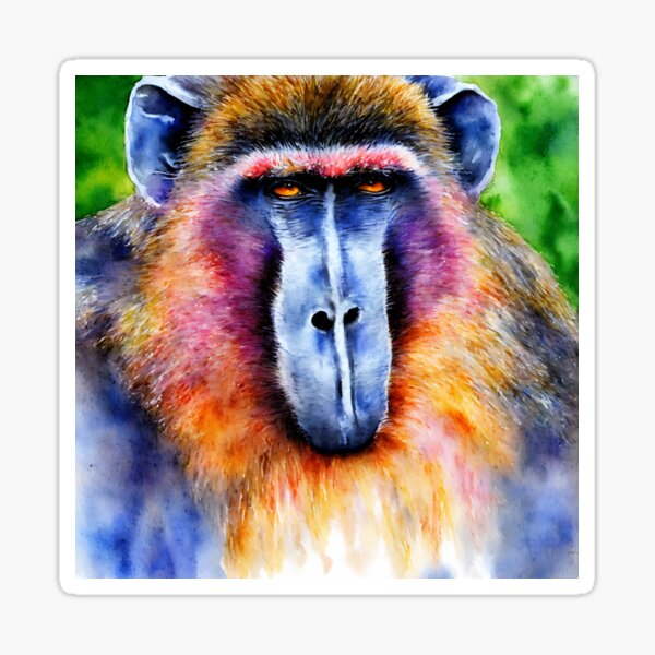 Item preview, Baboon highly detailed watercolor painting designed and sold by DrawItOnce.