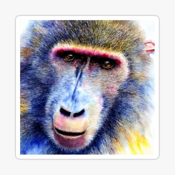 Item preview, Baboon highly detailed watercolor painting designed and sold by DrawItOnce.