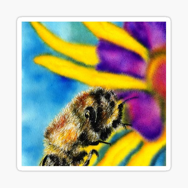 Item preview, Bee highly detailed watercolor painting designed and sold by DrawItOnce.