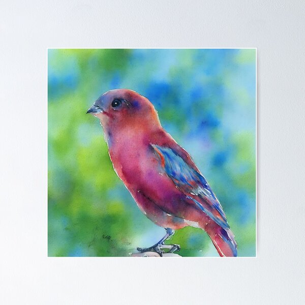 Item preview, Bird highly detailed watercolor painting designed and sold by DrawItOnce.