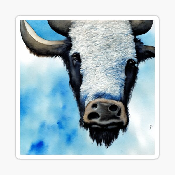 Item preview, Buffalo highly detailed watercolor painting designed and sold by DrawItOnce.