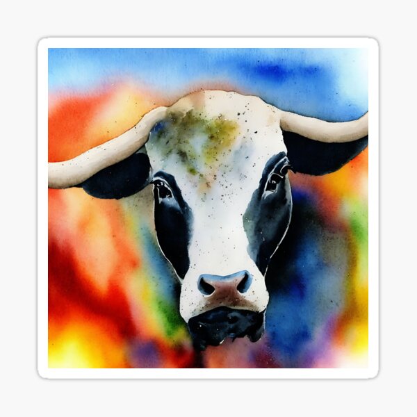 Item preview, Bull highly detailed watercolor painting designed and sold by DrawItOnce.