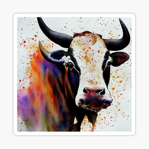 Item preview, Bull highly detailed watercolor painting designed and sold by DrawItOnce.