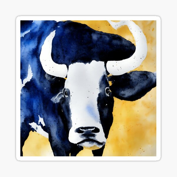 Item preview, Bull highly detailed watercolor painting designed and sold by DrawItOnce.