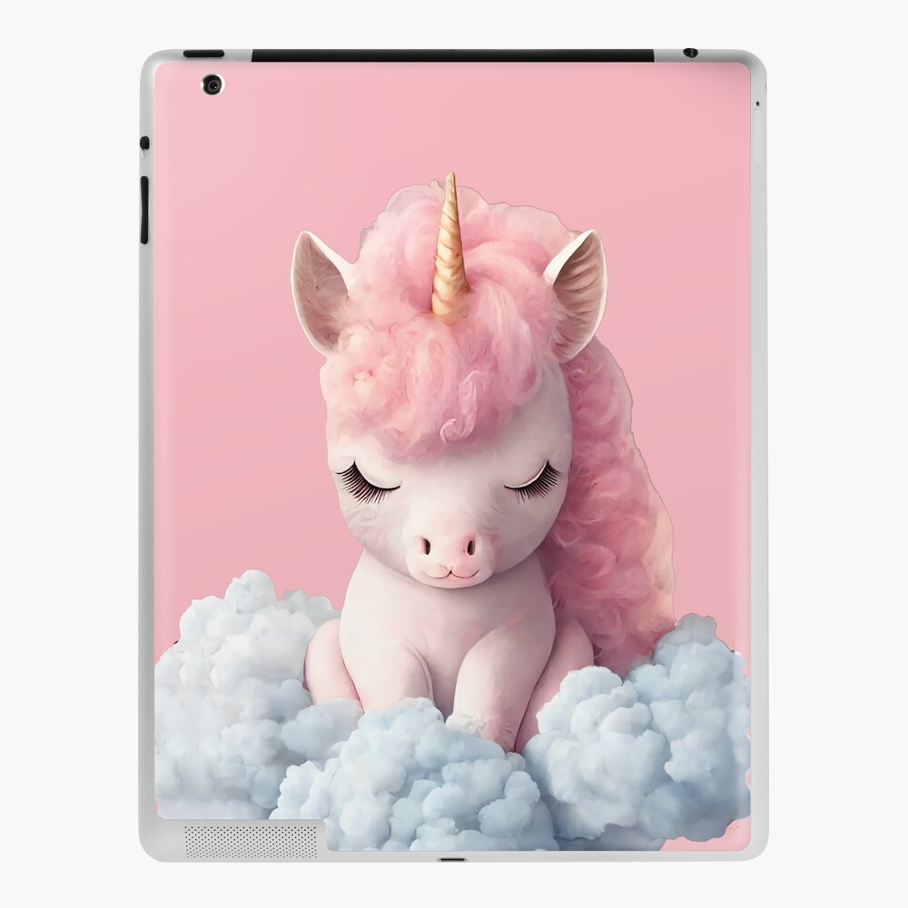 Coque et skin adhésive iPad avec l'œuvre « Licorne 4ème anniversaire fille  - Joyeux anniversaire 4 ans fille licorne » de l'artiste dJ-Design
