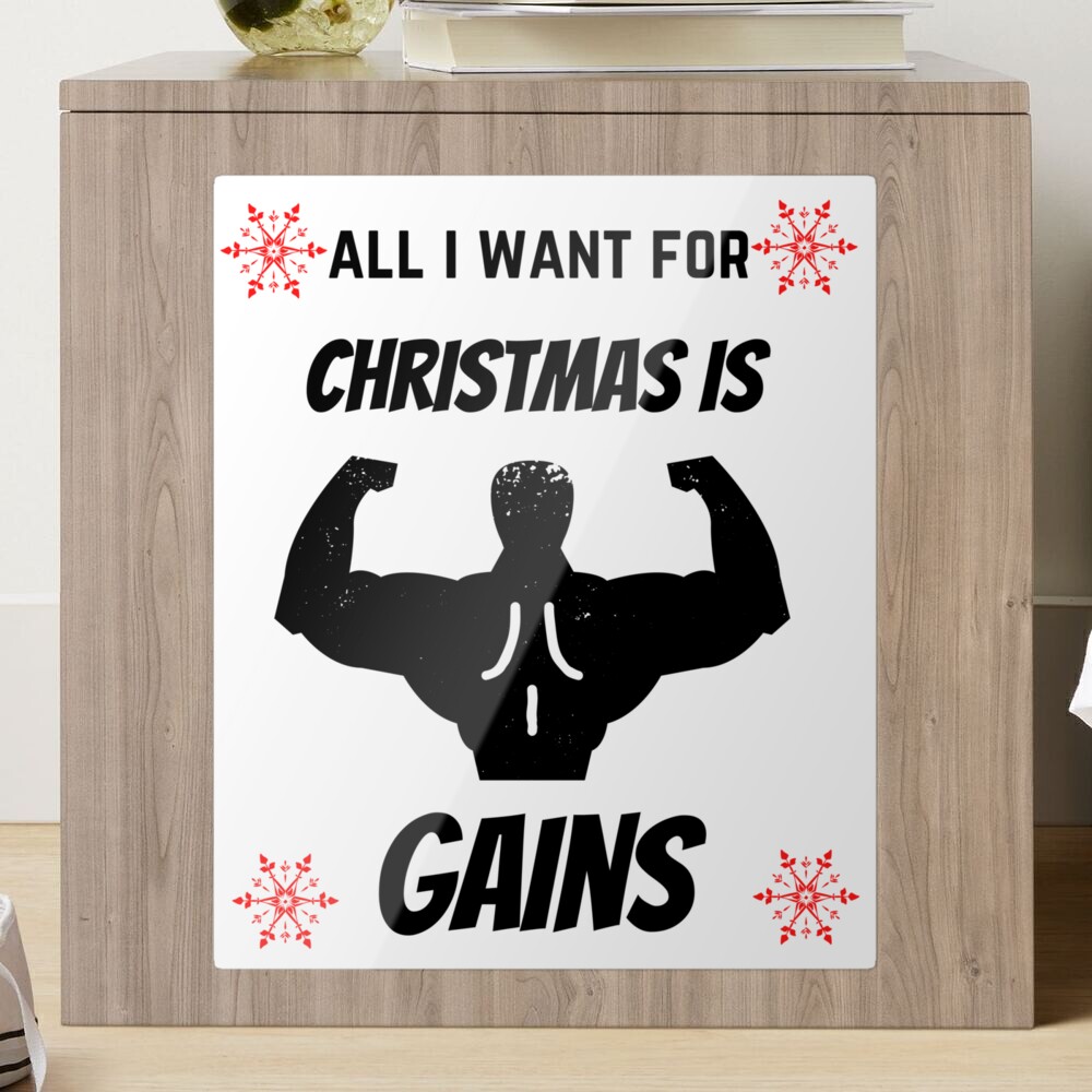 All I Want For Christmas if Gains Funny PitBull Dog Bodybuilding Fitness  Gift - All I Want For Christmas Is Gains - Sticker