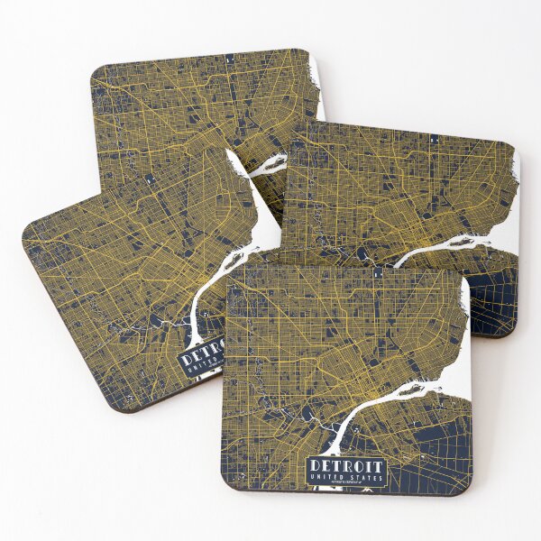 Item preview, Detroit City Map of Michigan, USA - Gold Art Deco designed and sold by deMAP.