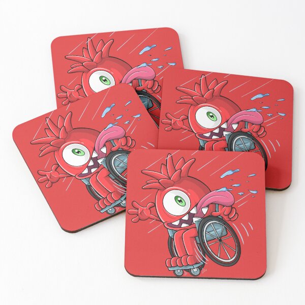 Item preview, funny cute monster in wheelchair has fun designed and sold by FlamingoFashion.