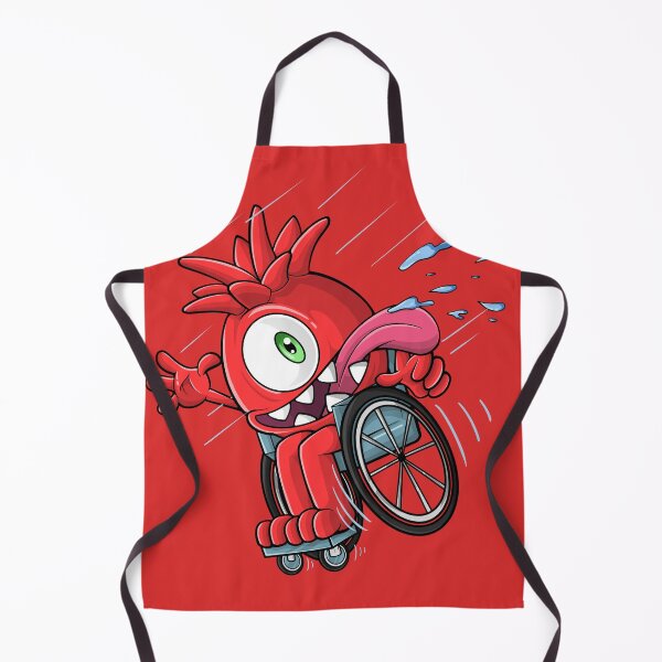 Item preview, funny cute monster in wheelchair has fun designed and sold by FlamingoFashion.