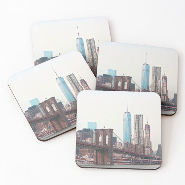 Item preview, Brooklyn Bridge with a view of the World Trade Centre  designed and sold by MancBusyBee.