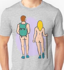 Nacktes wanderndes Paar Unisex T-Shirt