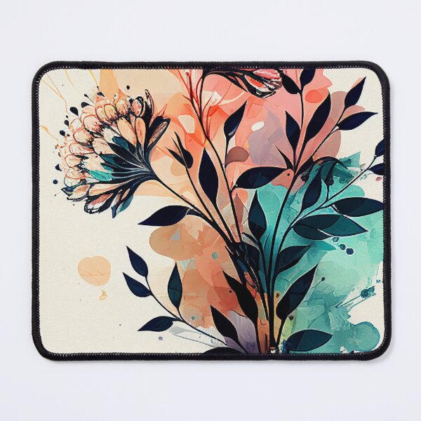 Aperçu de l'œuvre "Ashley" - Motif de peinture abstraite de fleurs à l'aquarelle en bleu, jaune, vert, rose, orange, violet, bleu marine créée et vendue par HiArtify ❤️.