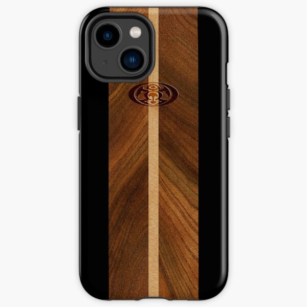 Rocky Point Hawaiian Faux Wood Surfboard - Black iPhone Tough Case