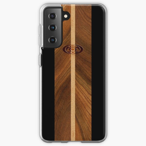 Rocky Point Hawaiian Faux Wood Surfboard - Black Samsung Galaxy Soft Case