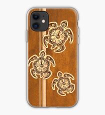 Uhane Honu Faux Wood Hawaiian Turtle iPhone Case
