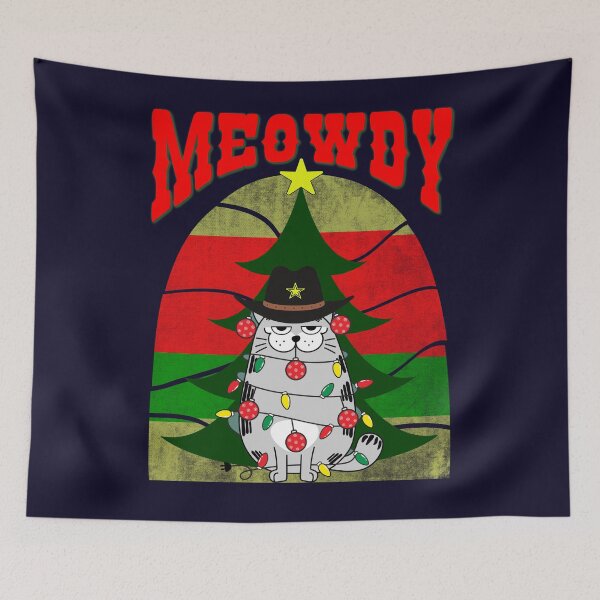 Item preview, Meowdy Christmas, Festive cat with Christmas lights and ornaments designed and sold by Blended Designs ⭐⭐⭐⭐⭐.