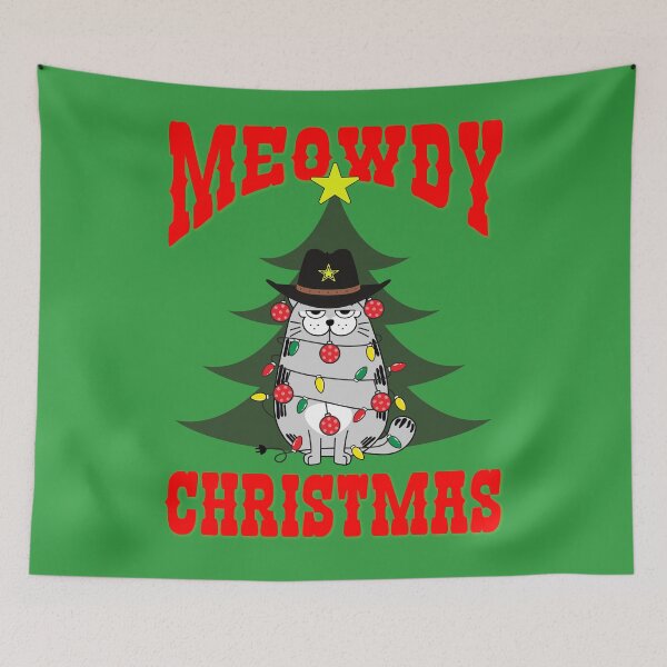Item preview, Meowdy Christmas, Festive cat with Christmas lights and ornaments designed and sold by Blended Designs ⭐⭐⭐⭐⭐.
