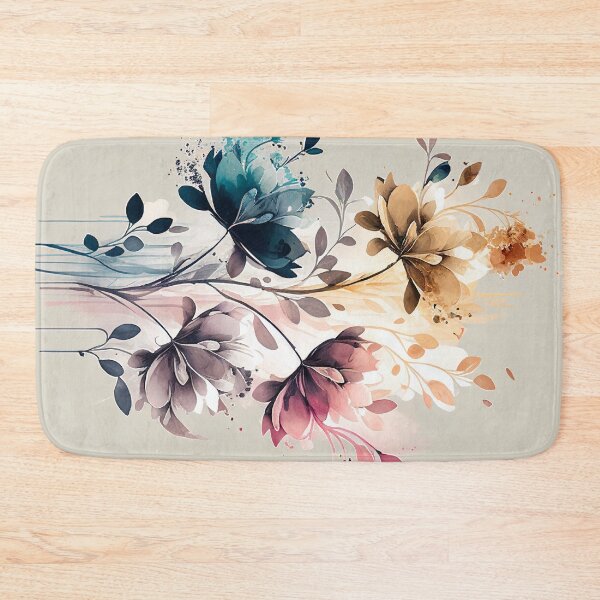 Item preview, "June" - Watercolor Flowers Abstract Painting Pattern in Blue, Yellow, Green, Pink, Orange, Purple, Navy, Cream, Brown designed and sold by HiArtify ❤️.