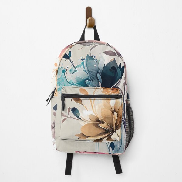 Item preview, "June" - Watercolor Flowers Abstract Painting Pattern in Blue, Yellow, Green, Pink, Orange, Purple, Navy, Cream, Brown designed and sold by HiArtify ❤️.